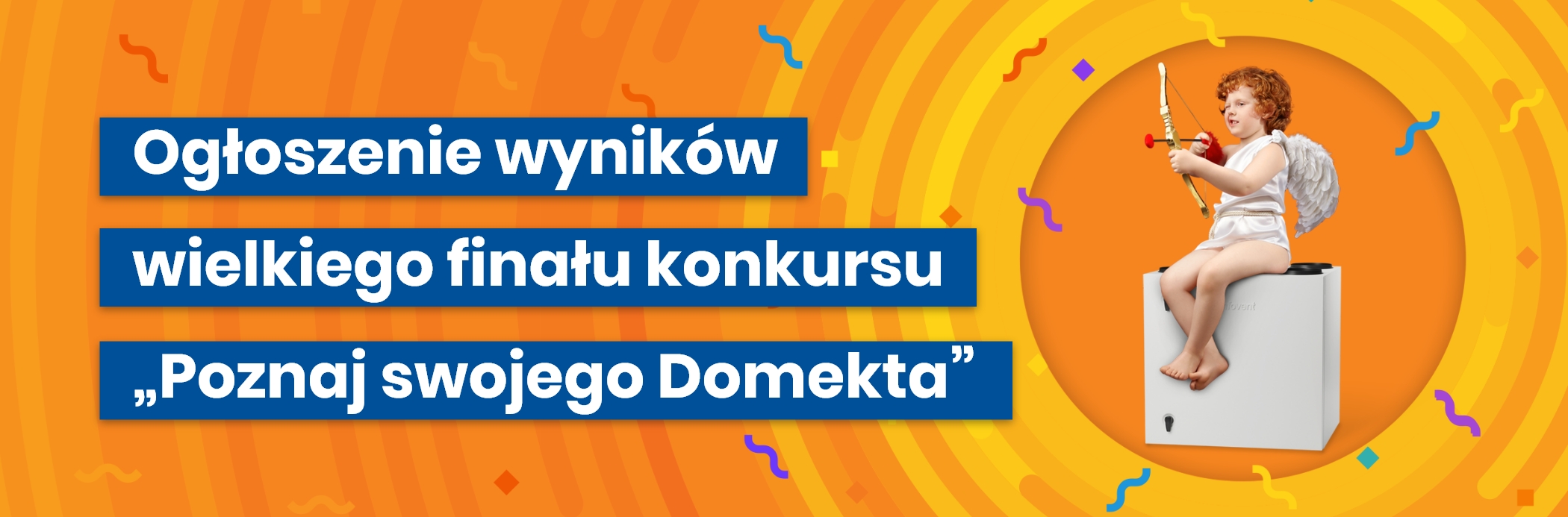 Banner z Amorkiem siedzącym na centrali Komfovent Domekt