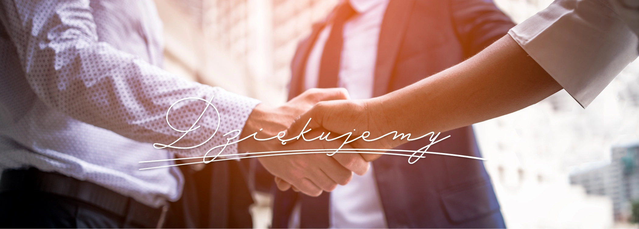 Banner z uściskiem dłoni i napisem dziękujemy