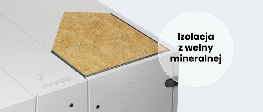 Przekrój obudowy centrali VERSO Standard pokazujący izolację